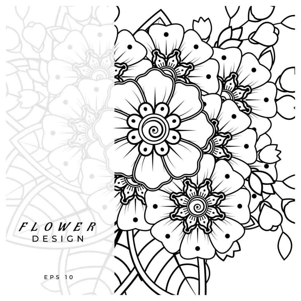 mehndi flor ornamento decorativo em estilo oriental étnico, ornamento de doodle, desenho de mão de contorno. página do livro para colorir. vetor