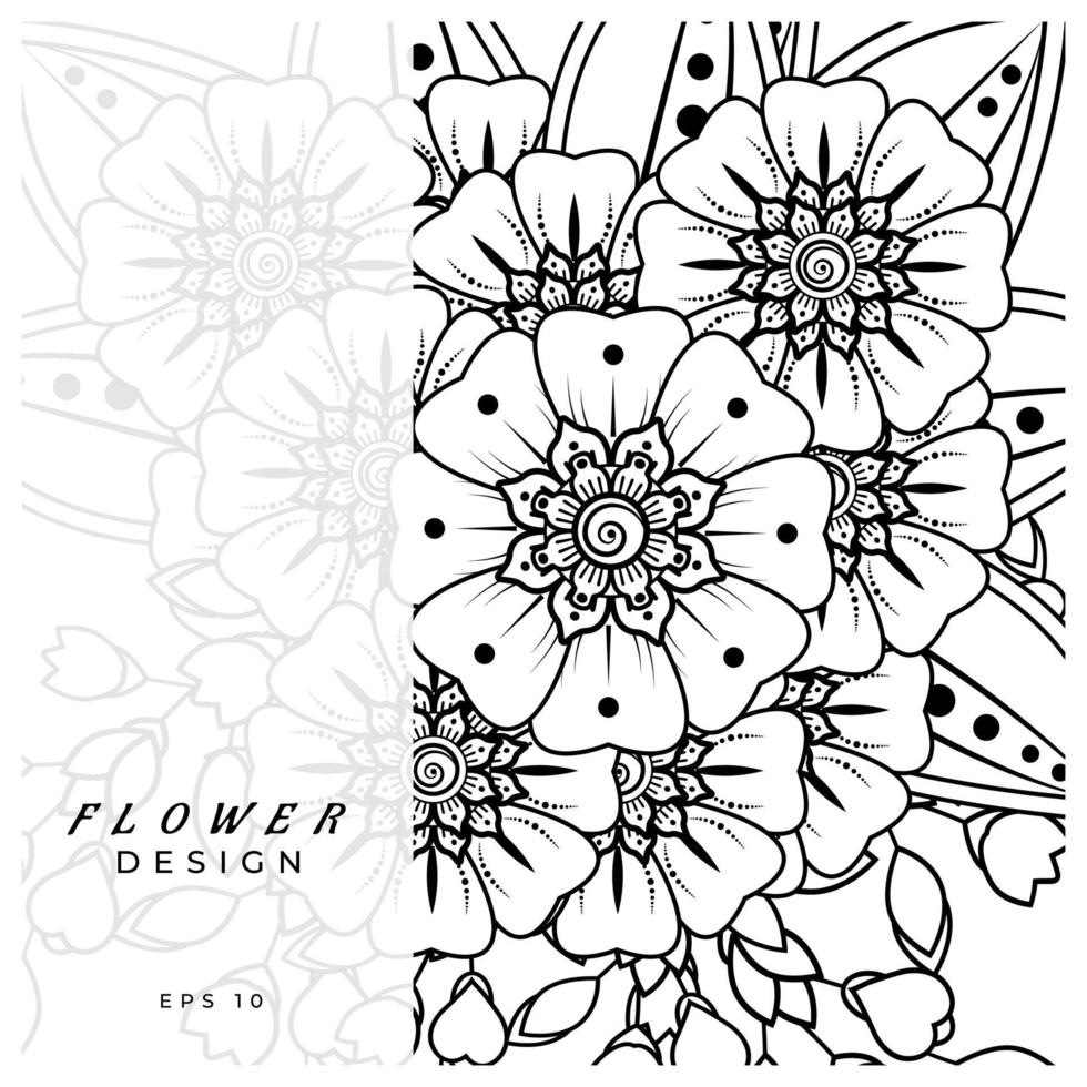 mehndi flor ornamento decorativo em estilo oriental étnico, ornamento de doodle, desenho de mão de contorno. página do livro para colorir. vetor