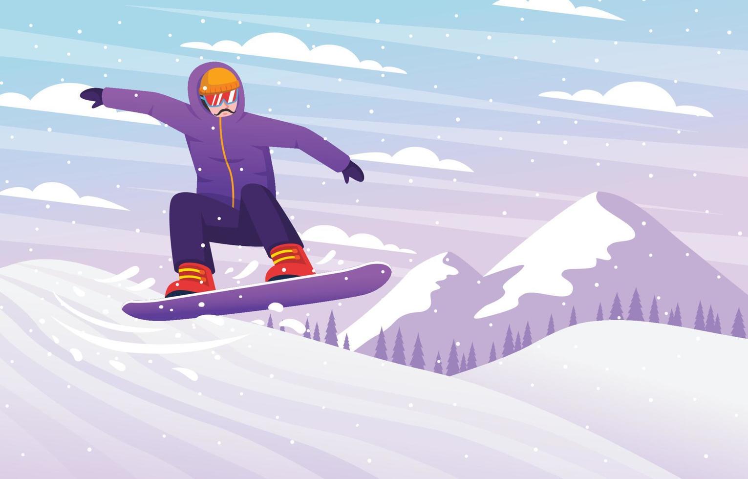 atividade de snowboard ao ar livre de inverno vetor