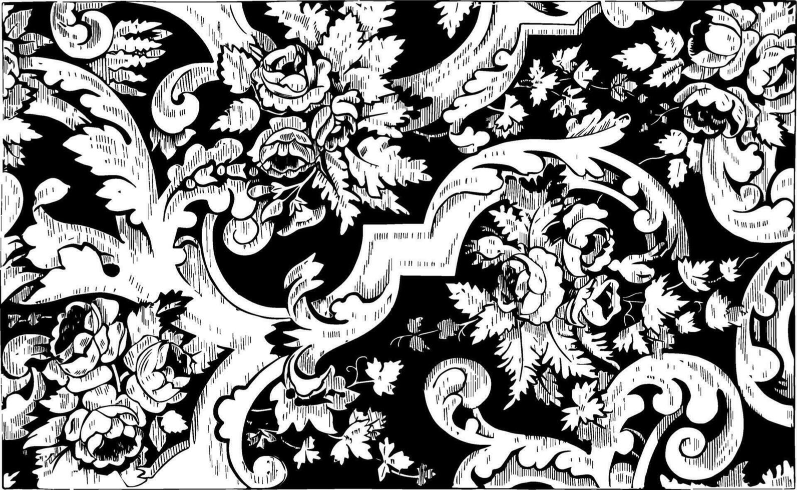 tapete é fez Fora do Duplo algodão dentro uma floral projeto, vintage gravação. vetor