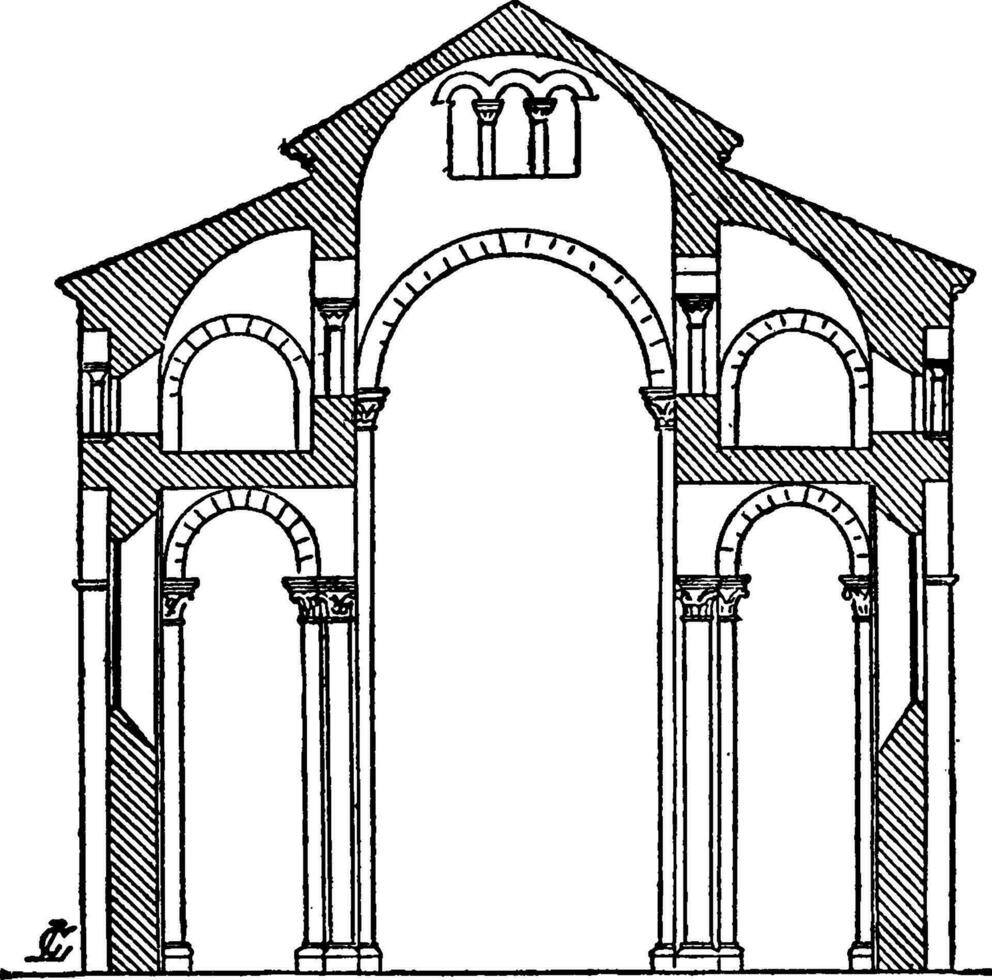 plano do st. Sernin, toulouse, vintage gravação. vetor