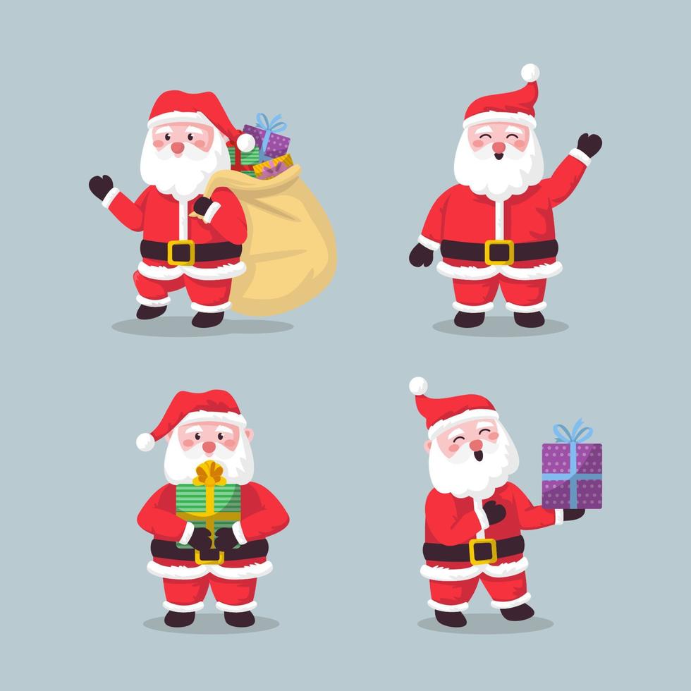 coleção de personagens do papai noel vetor