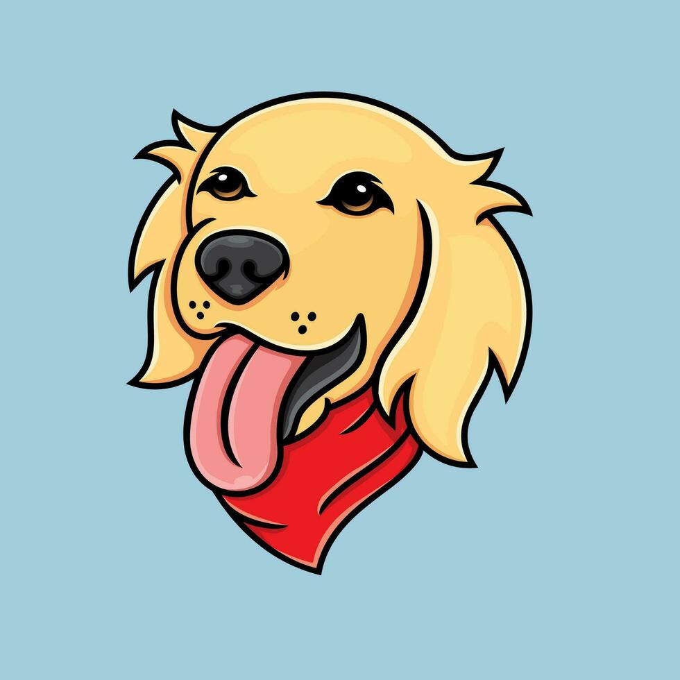 dourado retriever cachorro cabeça, com vermelho bandana, vetor ilustração.