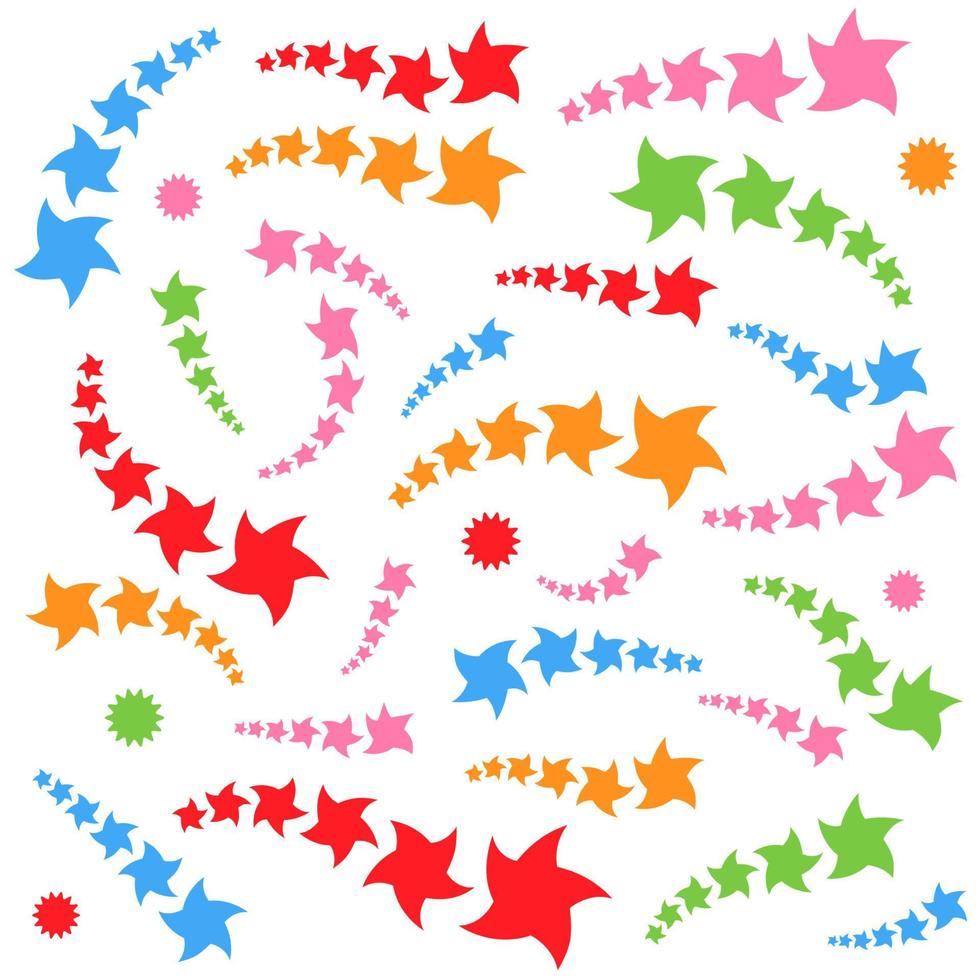 um conjunto de estrelas coloridas de desenhos animados. silhuetas fantásticas abstratas. ilustração em vetor plana simples isolada no fundo branco.