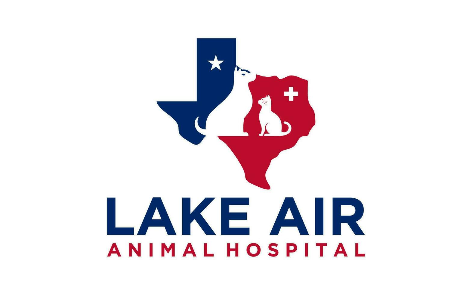 texas veterinário logotipo gato e cachorro logotipo Projeto animal Cuidado animal animal clínica vetor