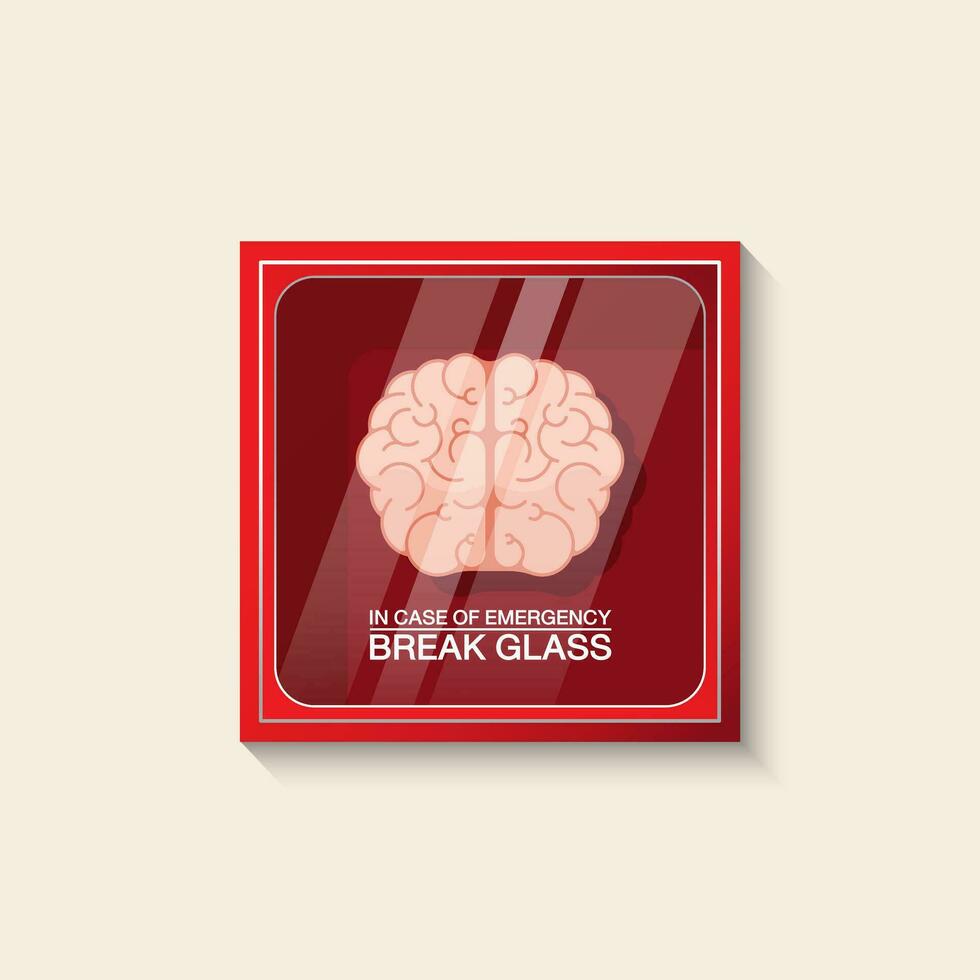 vermelho emergência caixa e cérebro dentro vetor