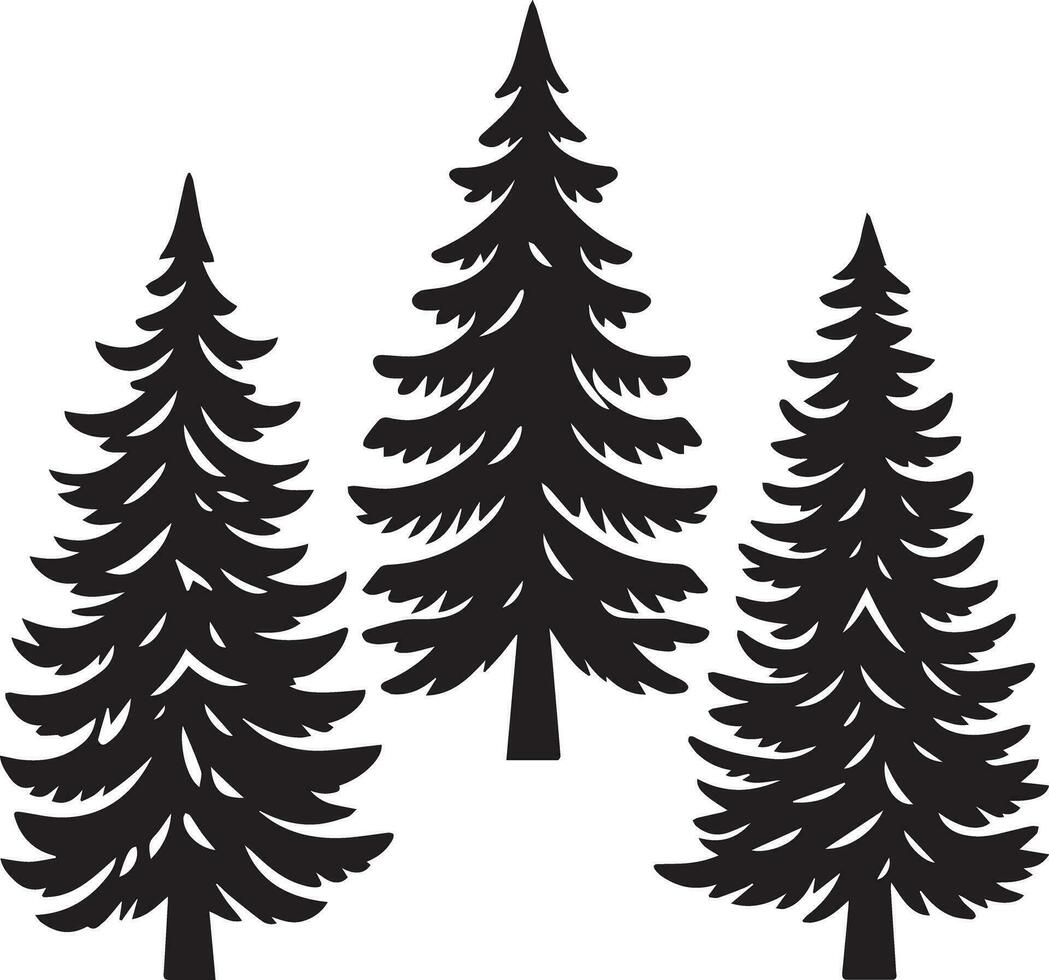 silhueta sólido vetor ícone conjunto do Natal árvore, yule árvore, abeto árvore, tannenbaum, perene, conífera, pinho árvore, feriado árvore, festivo árvore, decorado árvore, sazonal árvore.