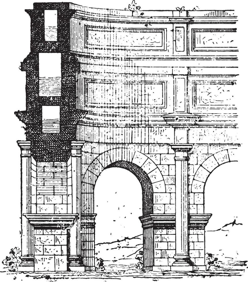 aqueduto, vintage gravação. vetor