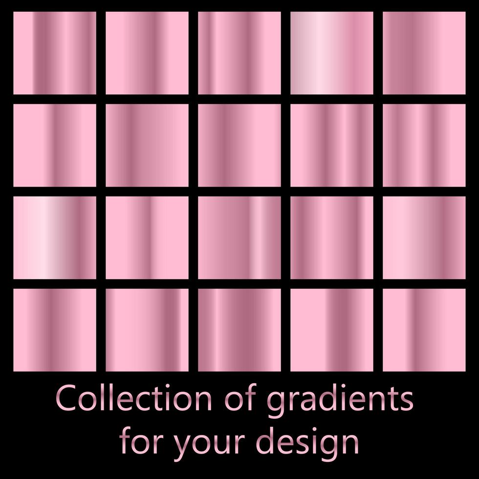 conjunto de vetores de gradientes de metal de ouro rosa colorido.