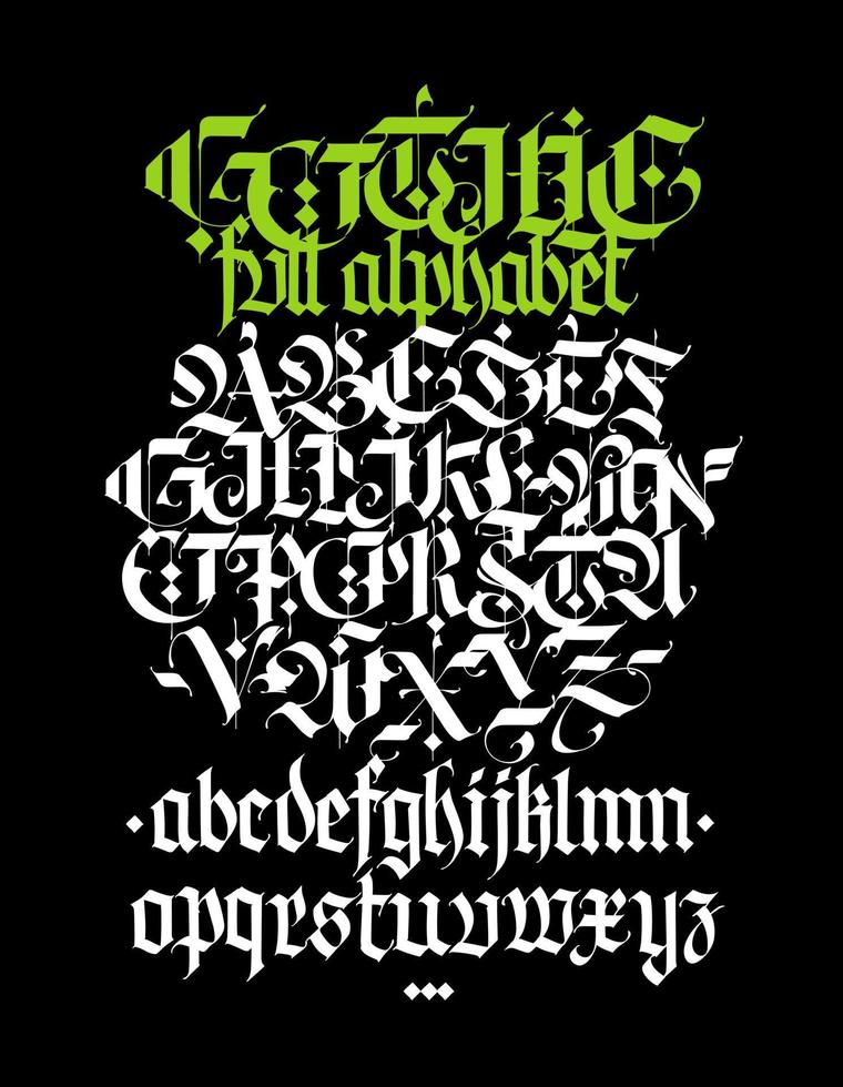 alfabeto gótico. vetor. gótico contemporâneo vetor