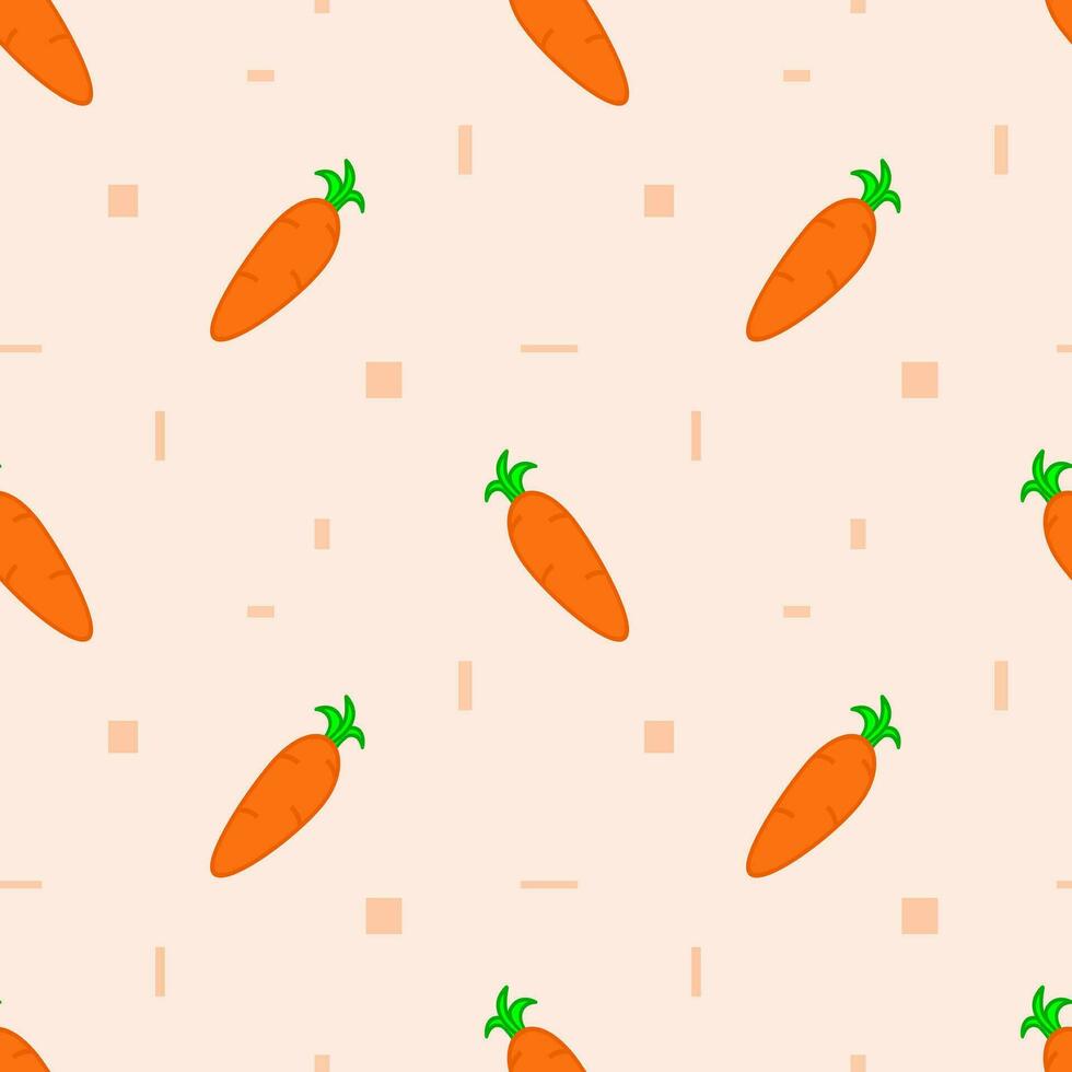 fofa desenho animado desatado padronizar com cenoura, Páscoa tema fundo, vetor ilustração do vegetal, saudável vegano Comida papel de parede