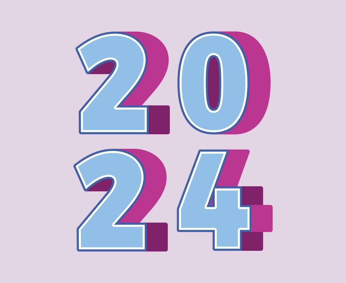 2024 feliz Novo ano abstrato azul e roxa gráfico Projeto vetor logotipo símbolo ilustração