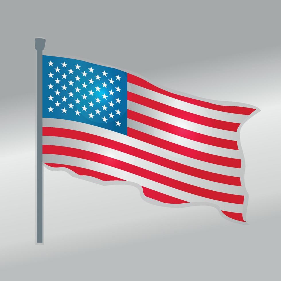 ilustração vetorial imagem dos estados unidos da américa eua acenando no mastro da bandeira vetor