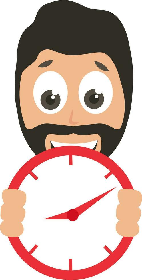homem com relógio vermelho, ilustração, vetor em fundo branco