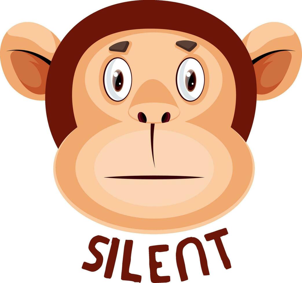 macaco é silencioso, ilustração, vetor em branco fundo.