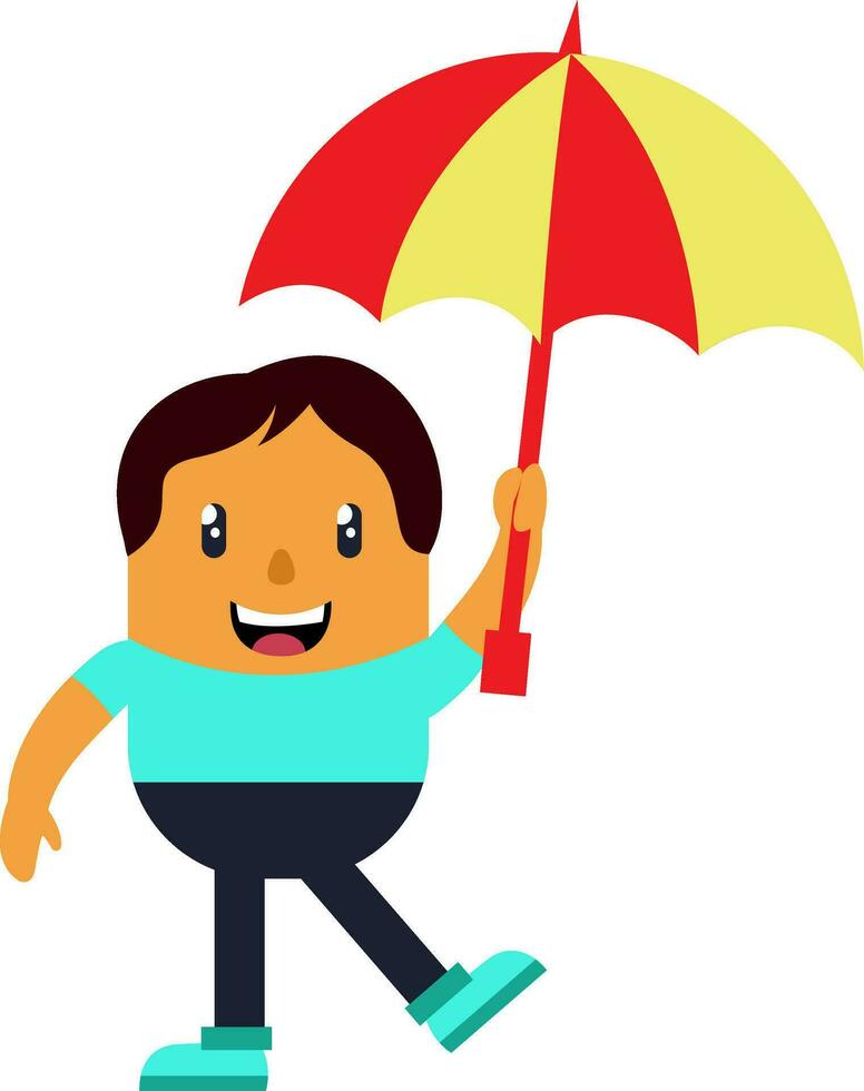 homem com guarda-chuva, ilustração, vetor em branco fundo.