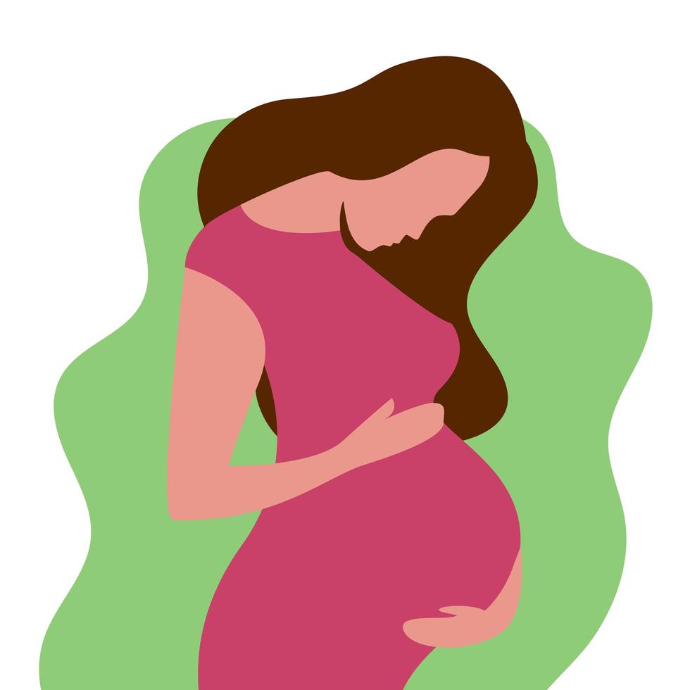 conceito de mulher grávida no estilo bonito dos desenhos animados vetor