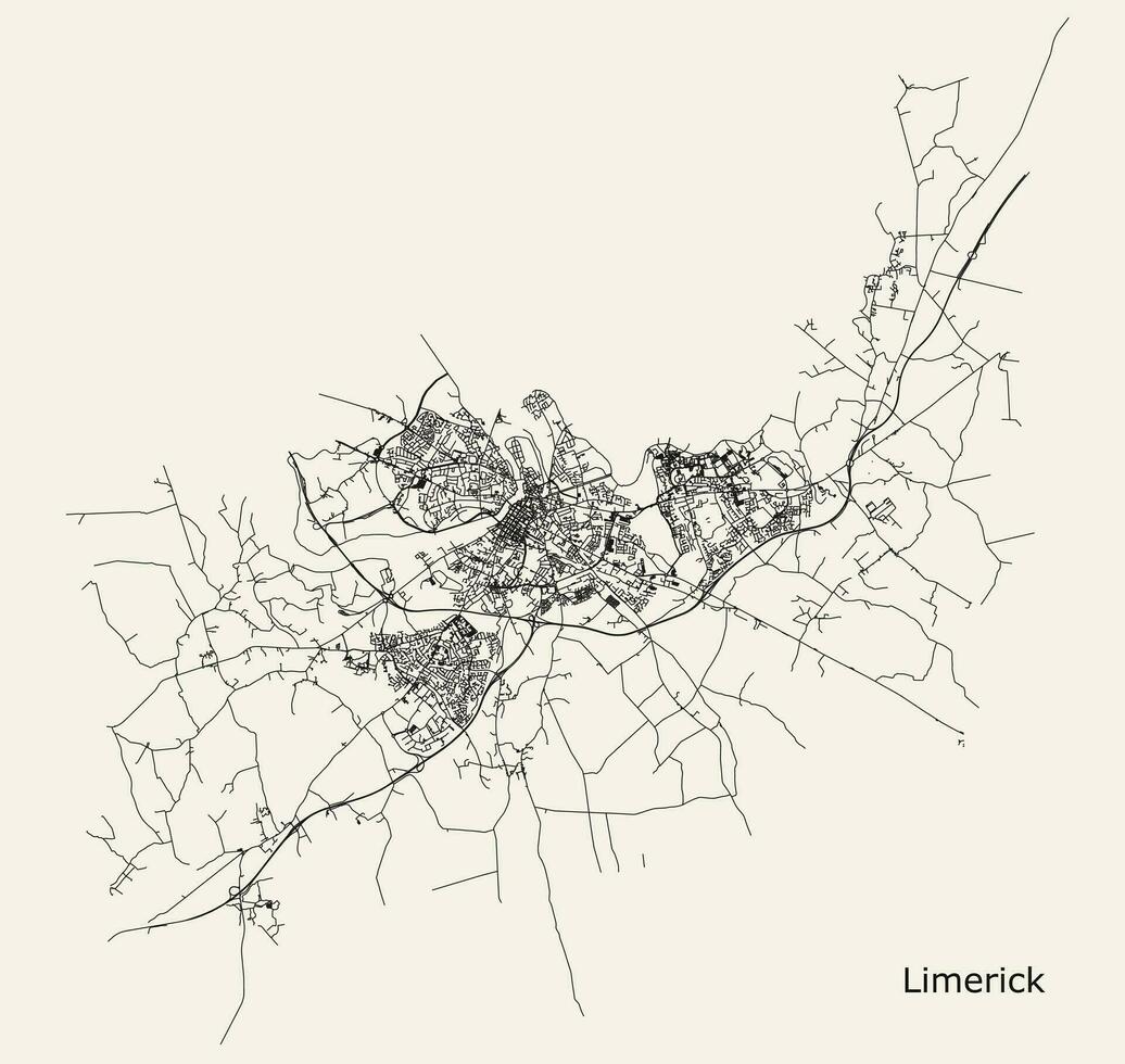 vetor cidade estrada mapa limerique, Irlanda.