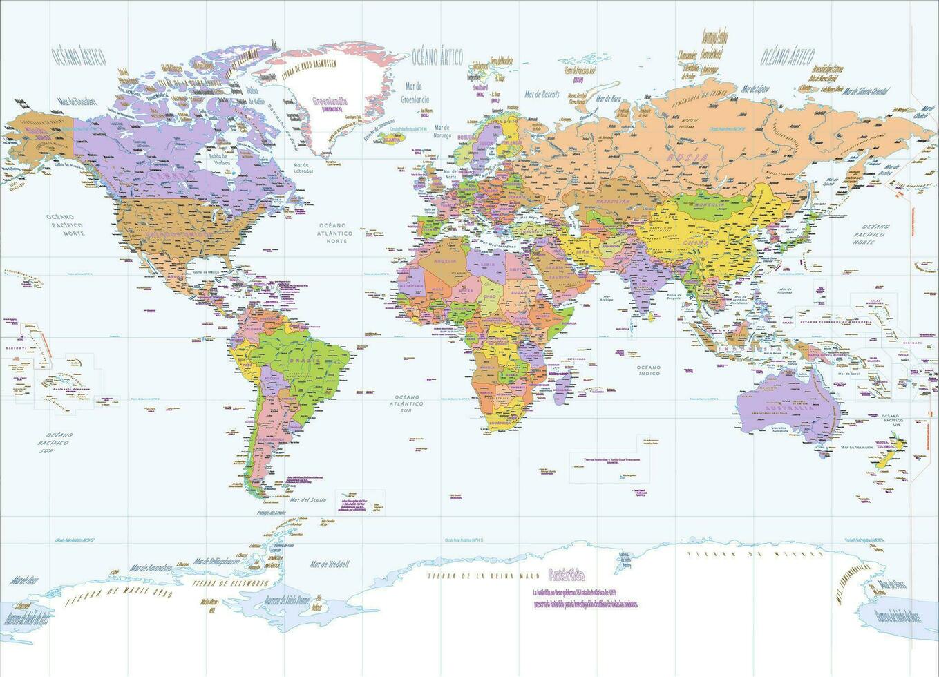 político mundo mapa espanhol língua moleiro projeção vetor
