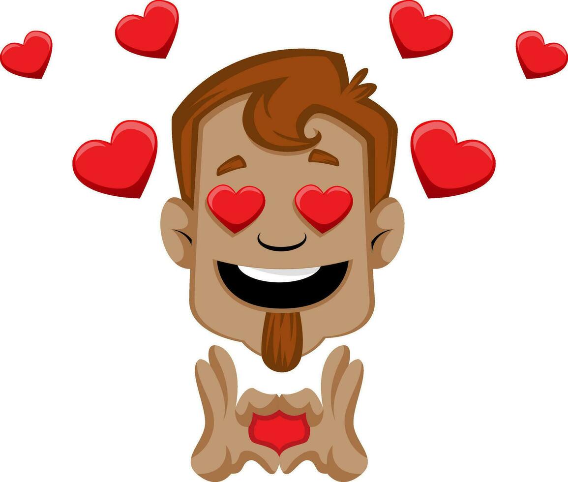 humano emoji sentindo-me dentro amor, ilustração, vetor em branco fundo.