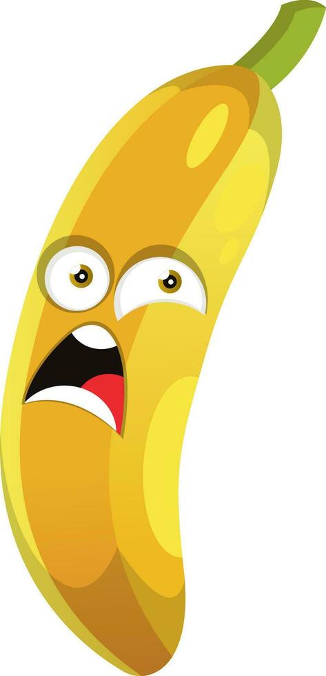 assustado banana ilustração vetor em branco fundo