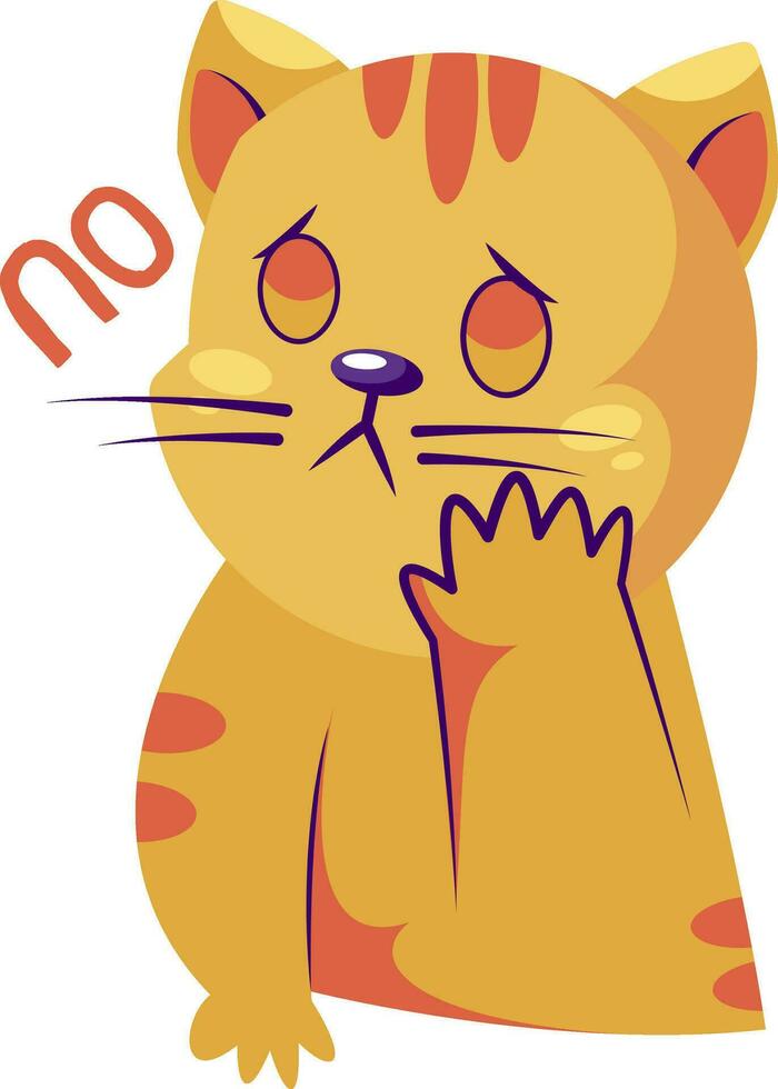 triste amarelo gato dizendo não vetor adesivo ilustração em uma branco fundo