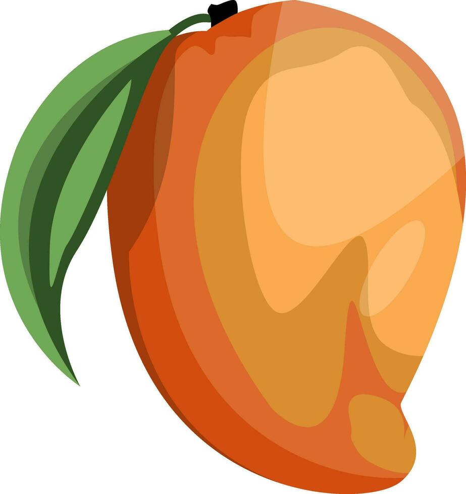 desenho animado do uma laranja e amarelo manga fruta com verde folha vetor ilustração em branco fundo.