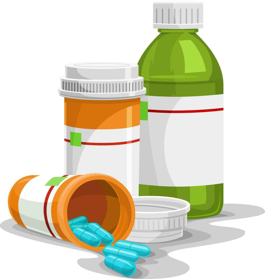 vetor do prescrição cápsula e garrafas.