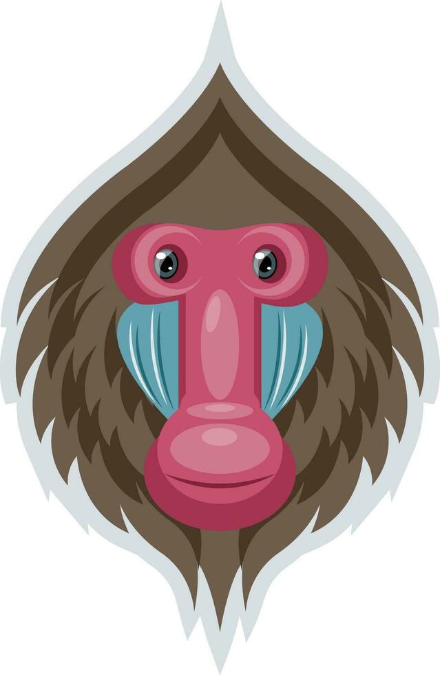 macaco com vermelho face, ilustração, vetor em branco fundo.