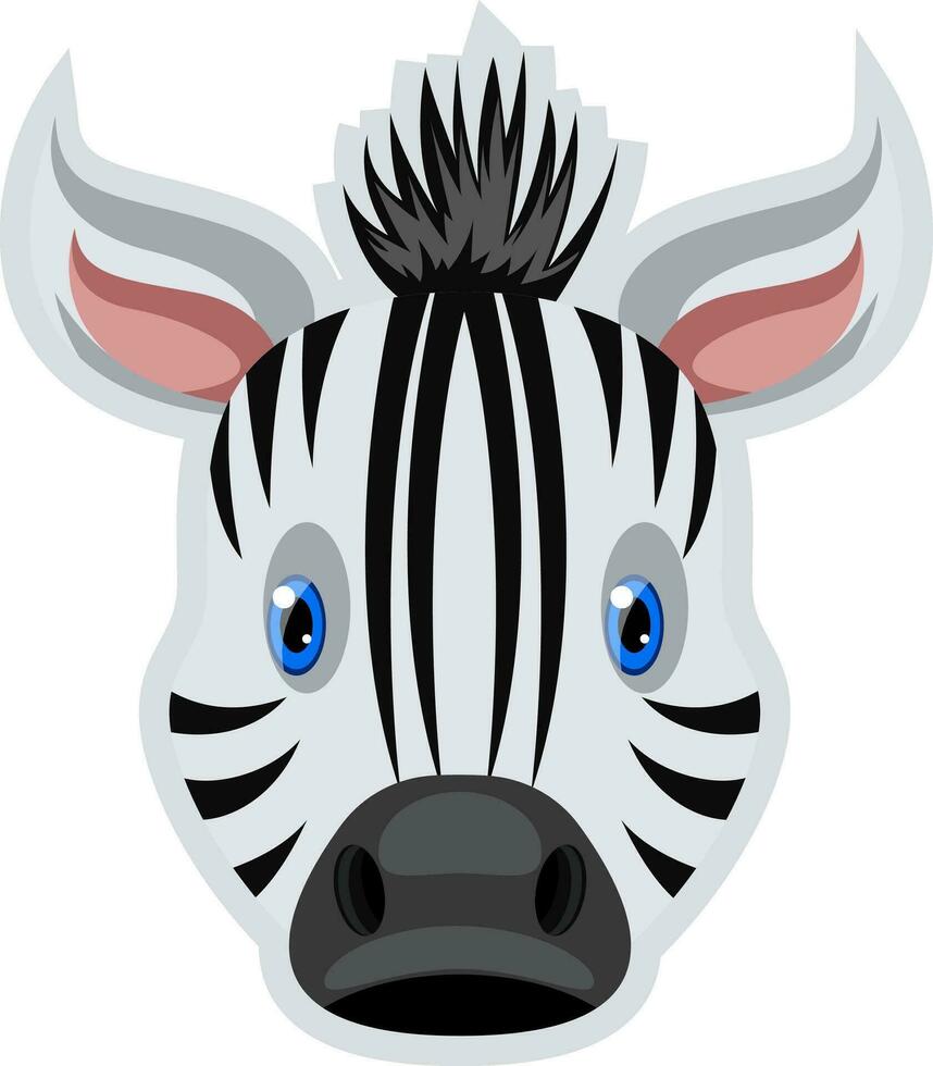 zebra com azul olhos, ilustração, vetor em branco fundo.