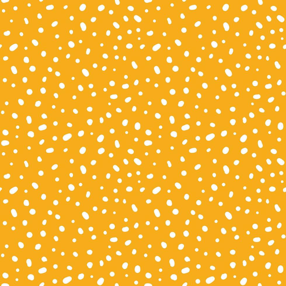 abstrato desatado mão desenhado padronizar com branco pontos em uma amarelo fundo vetor