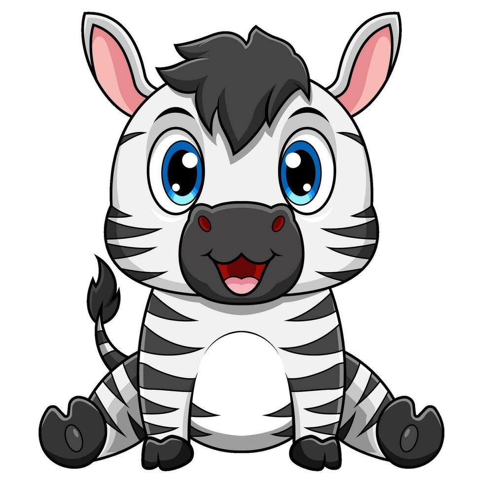 desenho de zebra bebê fofo sentado vetor