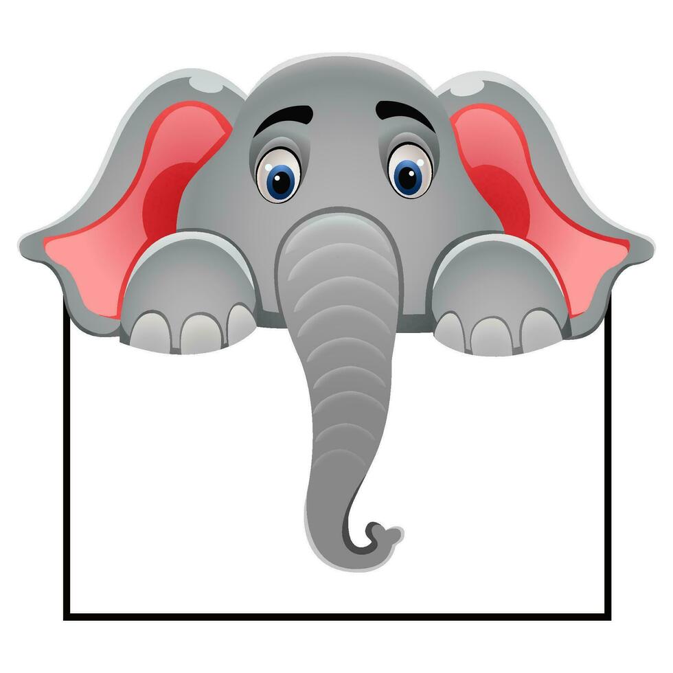 elefante personagem - segurando em branco borda vetor