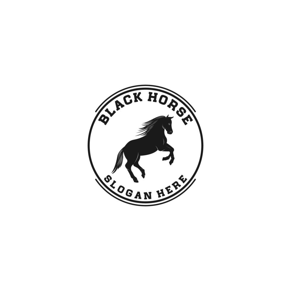 logotipo do cavalo preto que parece forte e está pulando vetor