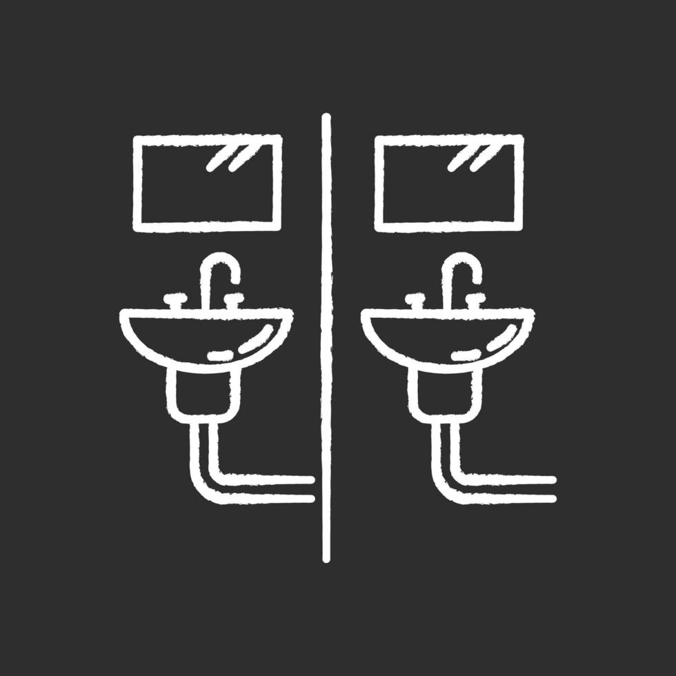 ícone branco de giz de banheiro comunitário em fundo preto vetor
