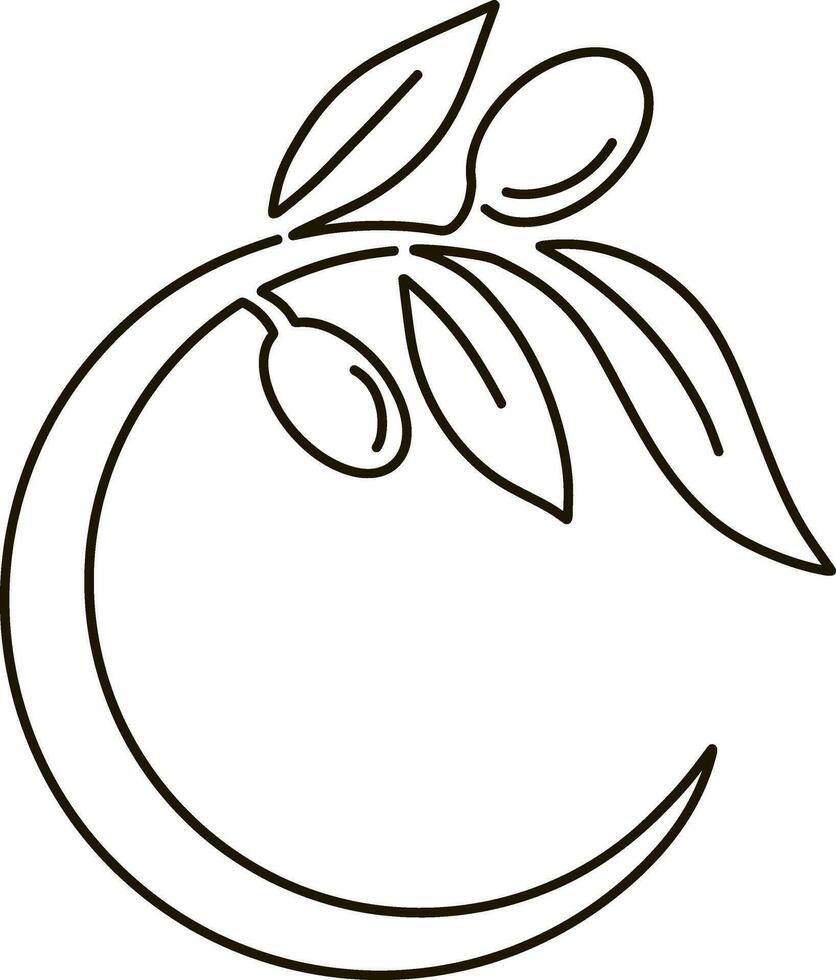 Oliva clipart ramo folha fruta círculo quadro, Armação fronteira esboço vetor ilustração