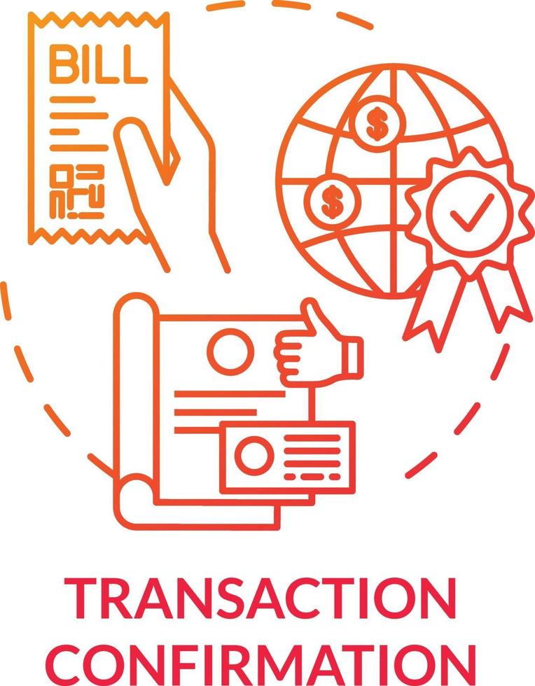 ícone de conceito vermelho de confirmação de transação vetor