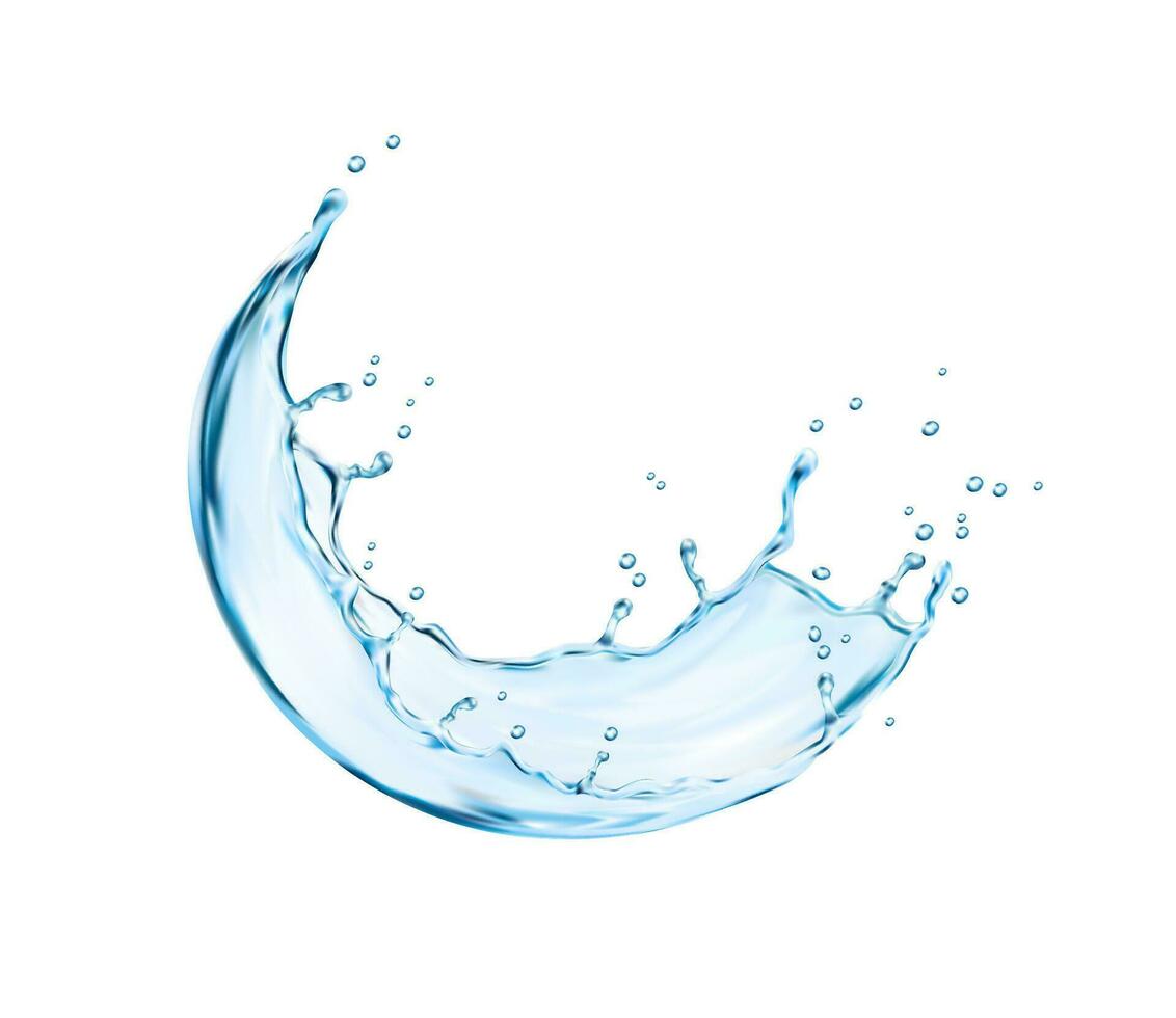 líquido água onda splash. transparente fluxo redemoinho vetor