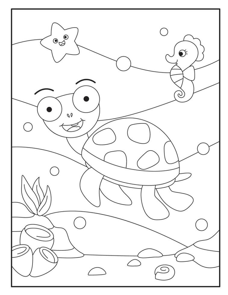 tartaruga coloração Páginas para crianças vetor