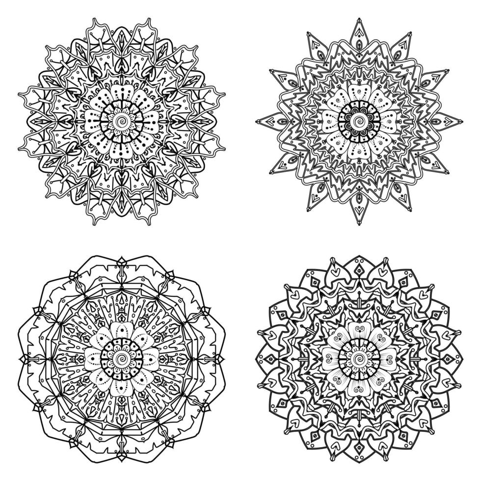 padrão circular em forma de mandala com flor de henna, mehndi. vetor
