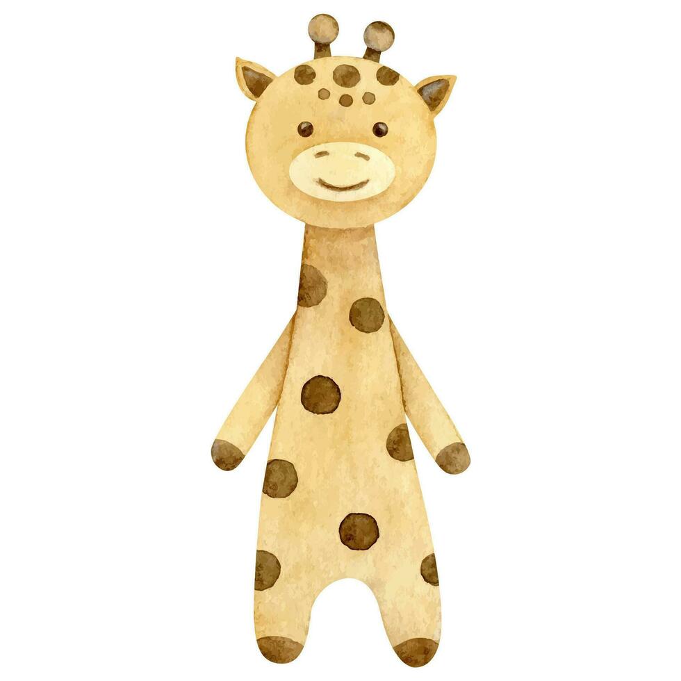 aguarela ilustração eco bebê brinquedo. berçário decoração, africano girafa. vetor