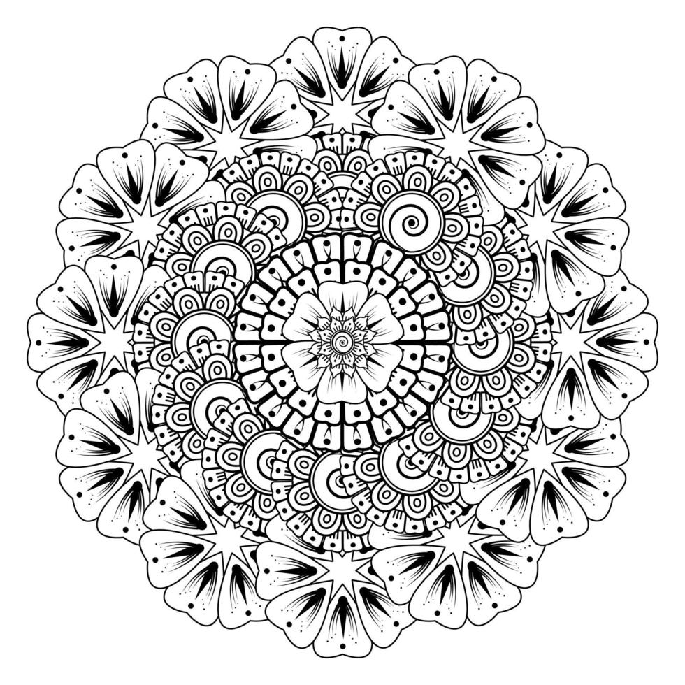 padrão circular em forma de mandala com flor mehndi vetor