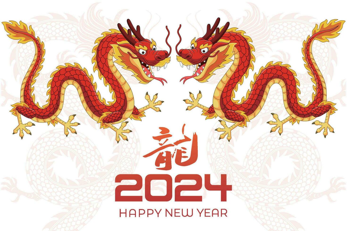 feliz chinês Novo ano 2024 chinês zodíaco ano do a Dragão vetor