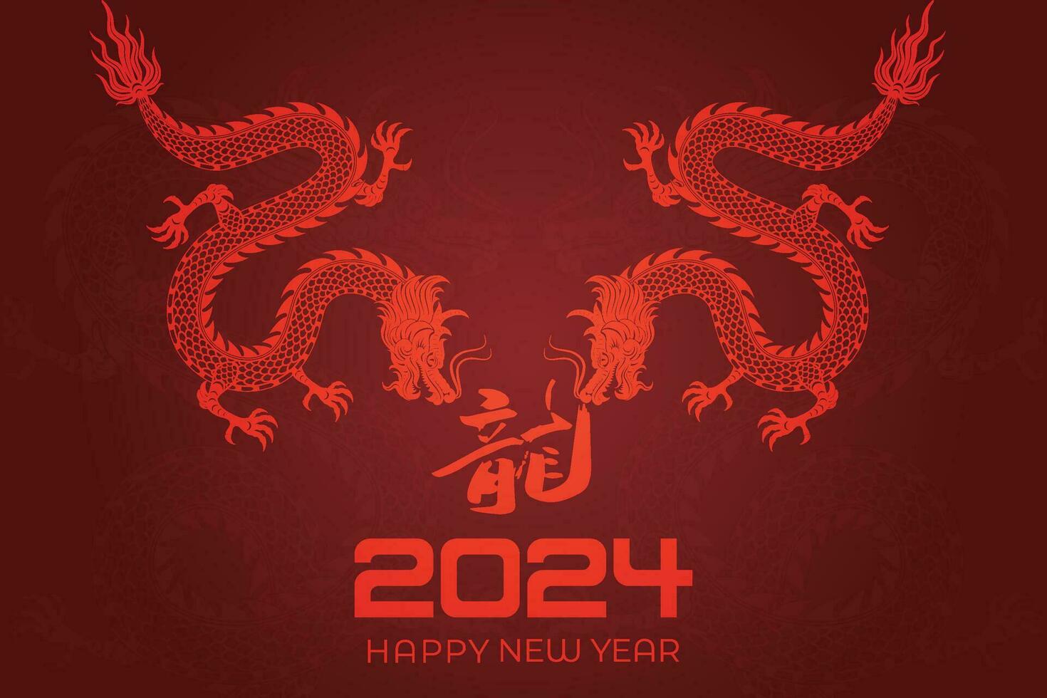 feliz chinês Novo ano 2024 chinês zodíaco ano do a Dragão vetor