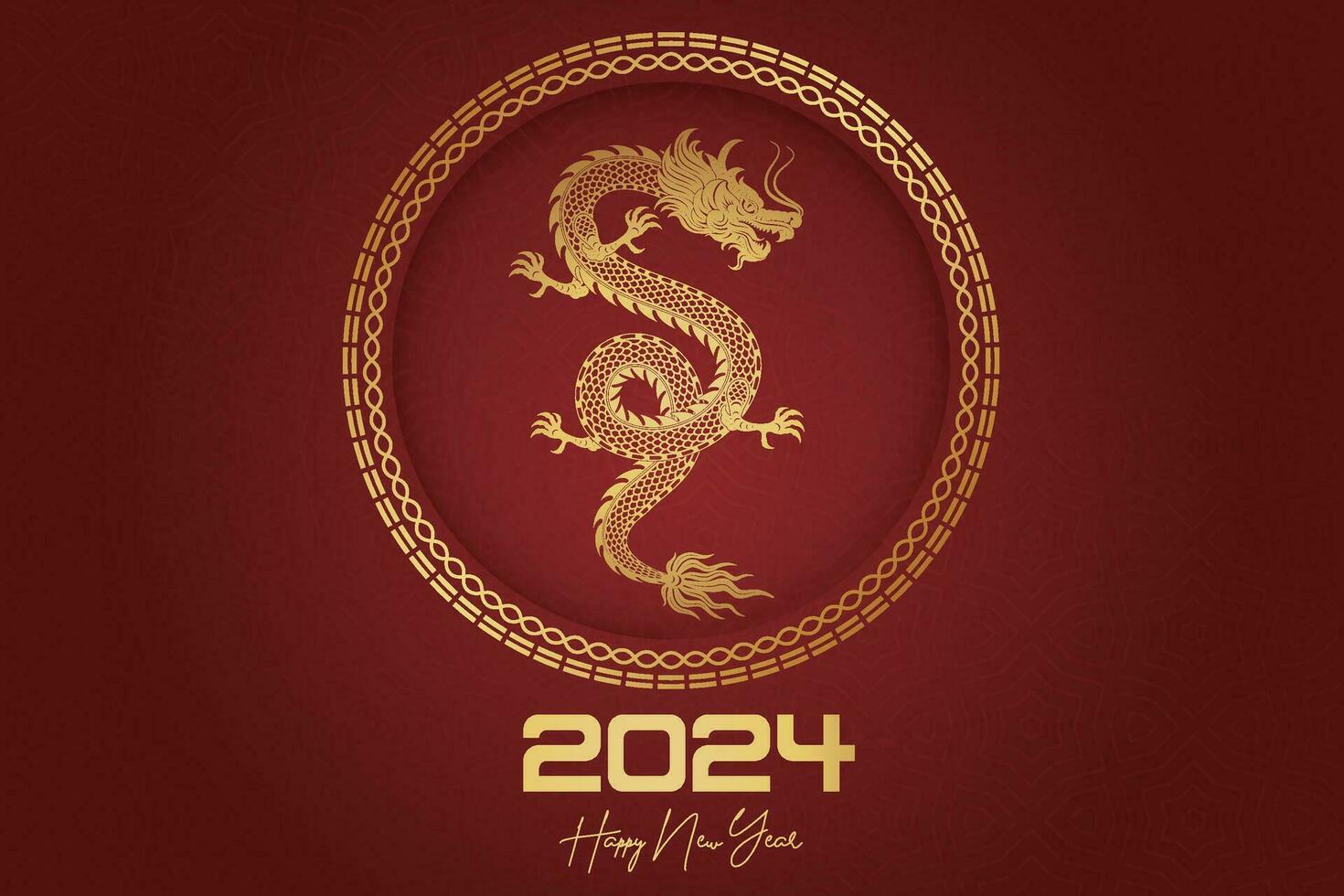 feliz chinês Novo ano 2024 chinês zodíaco ano do a Dragão vetor