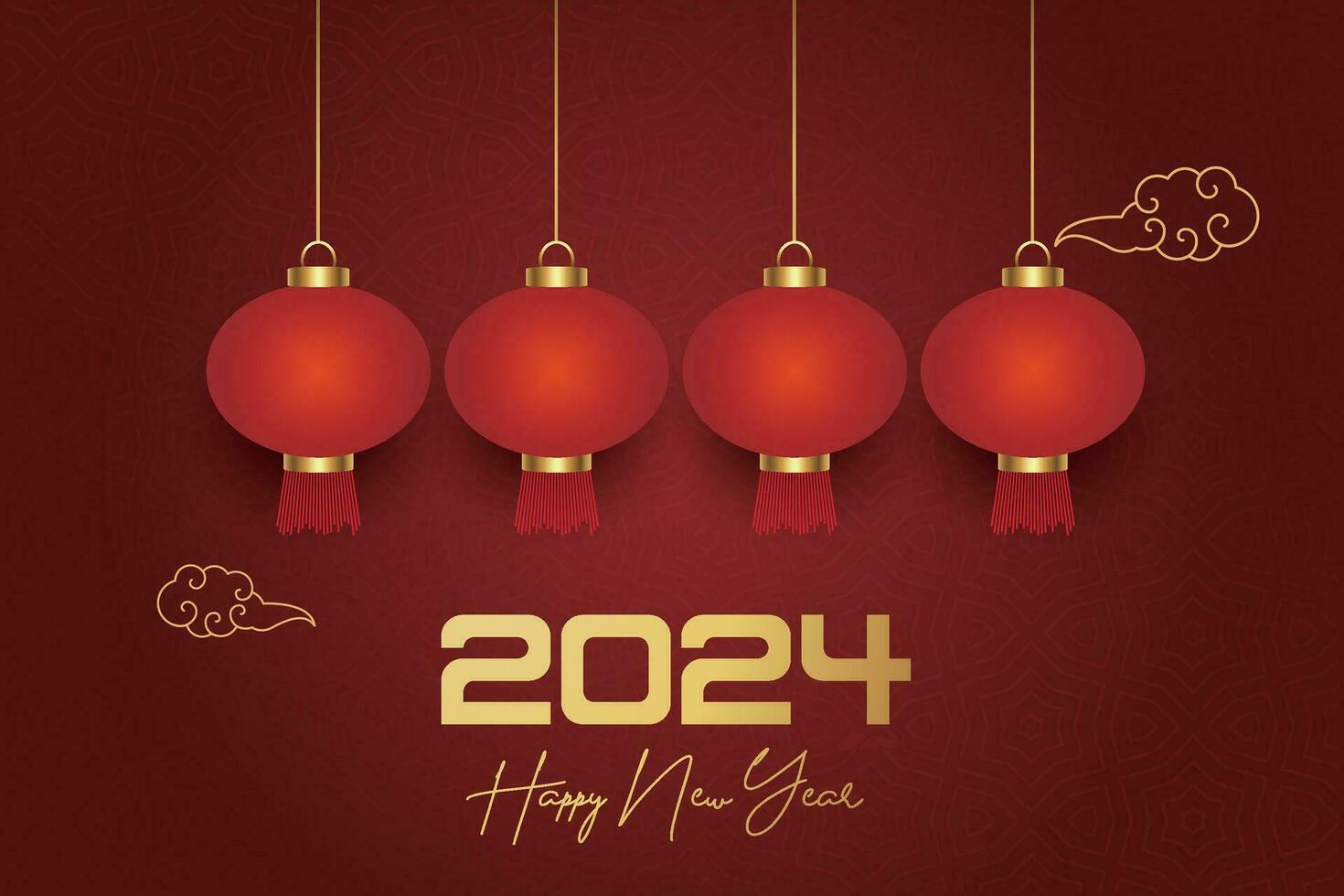 chinês lunar Novo ano festival 2024 celebração, feliz Novo ano fundo decorativo elementos. vetor