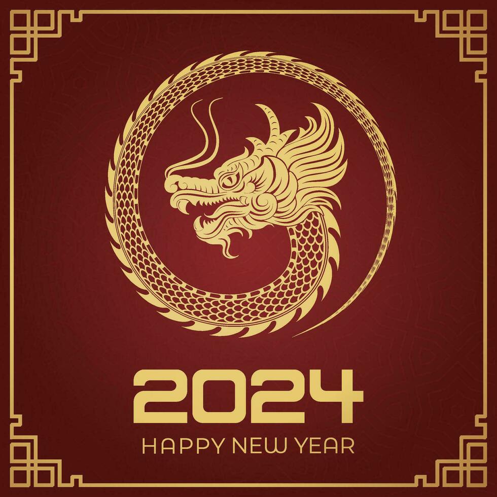 feliz chinês Novo ano 2024 chinês zodíaco ano do a Dragão vetor