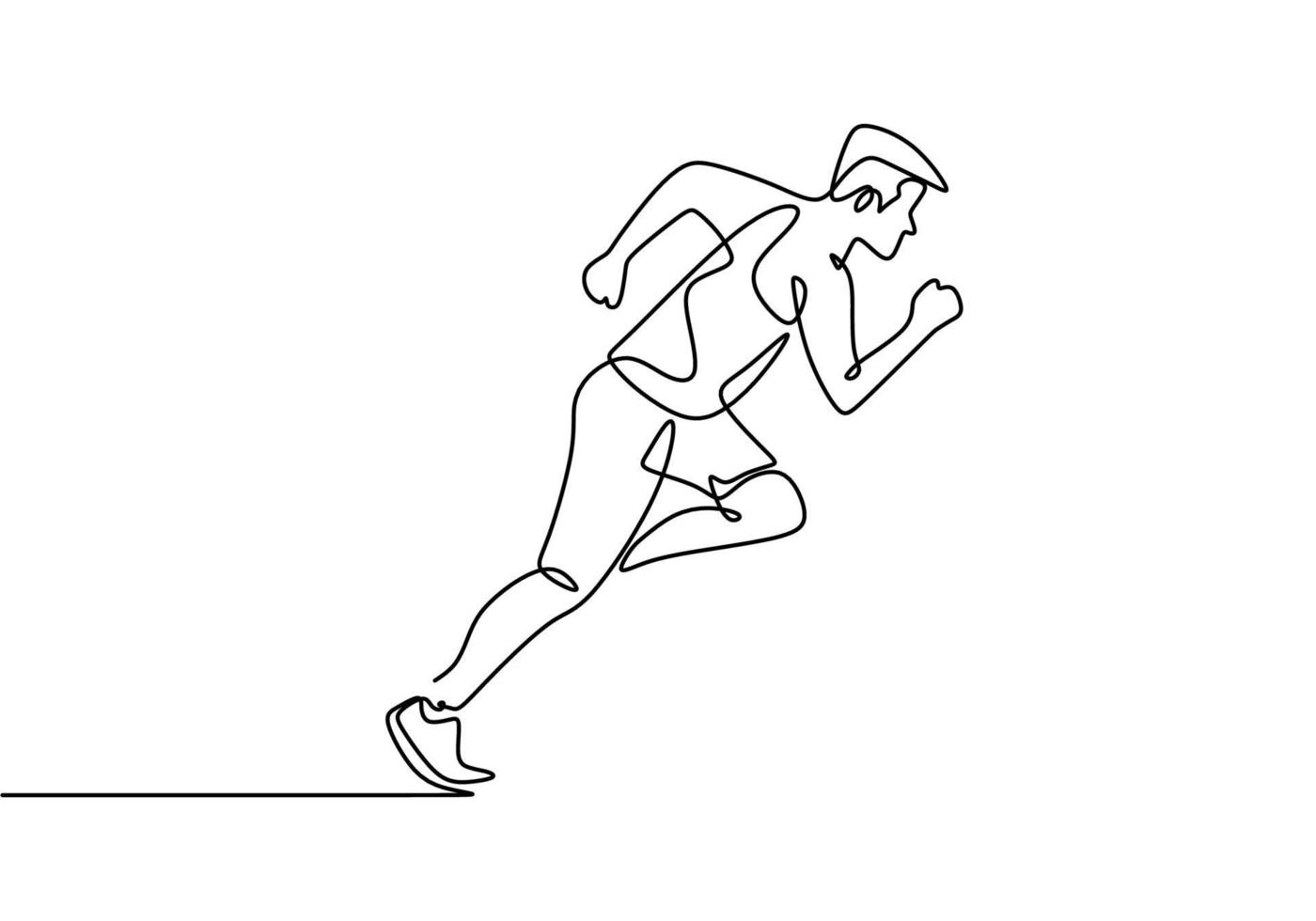 desenho de linha contínua do homem do esporte fazendo exercício. pessoa correndo. vetor