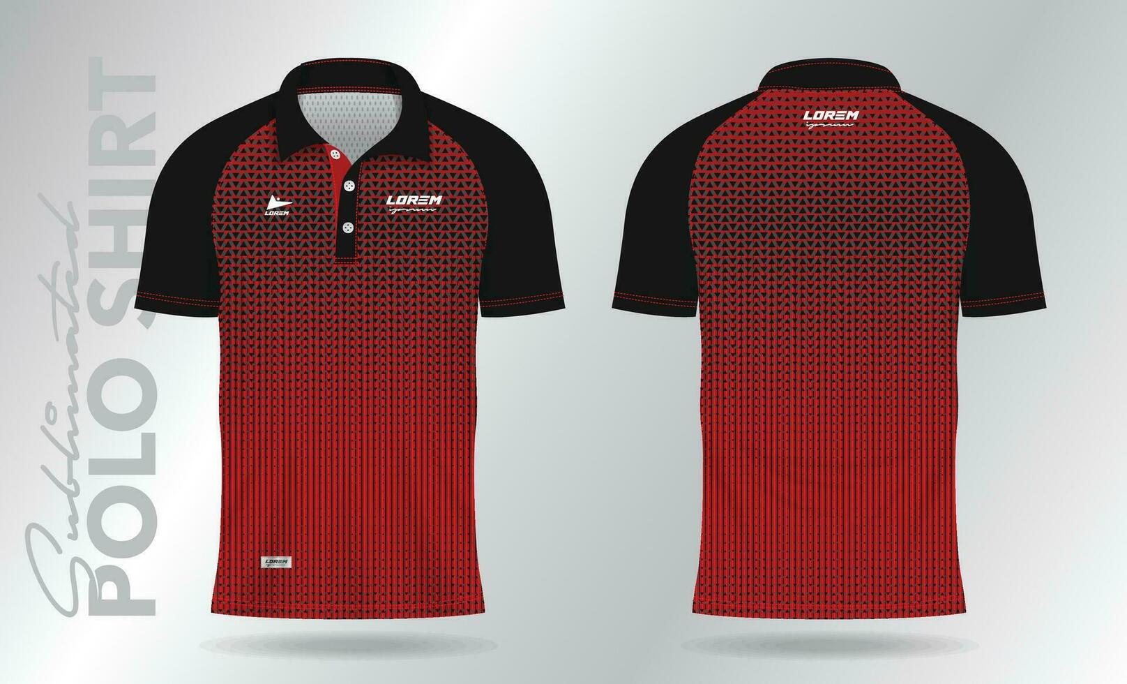 abstrato vermelho e Preto pólo camisa brincar modelo Projeto para esporte uniforme vetor