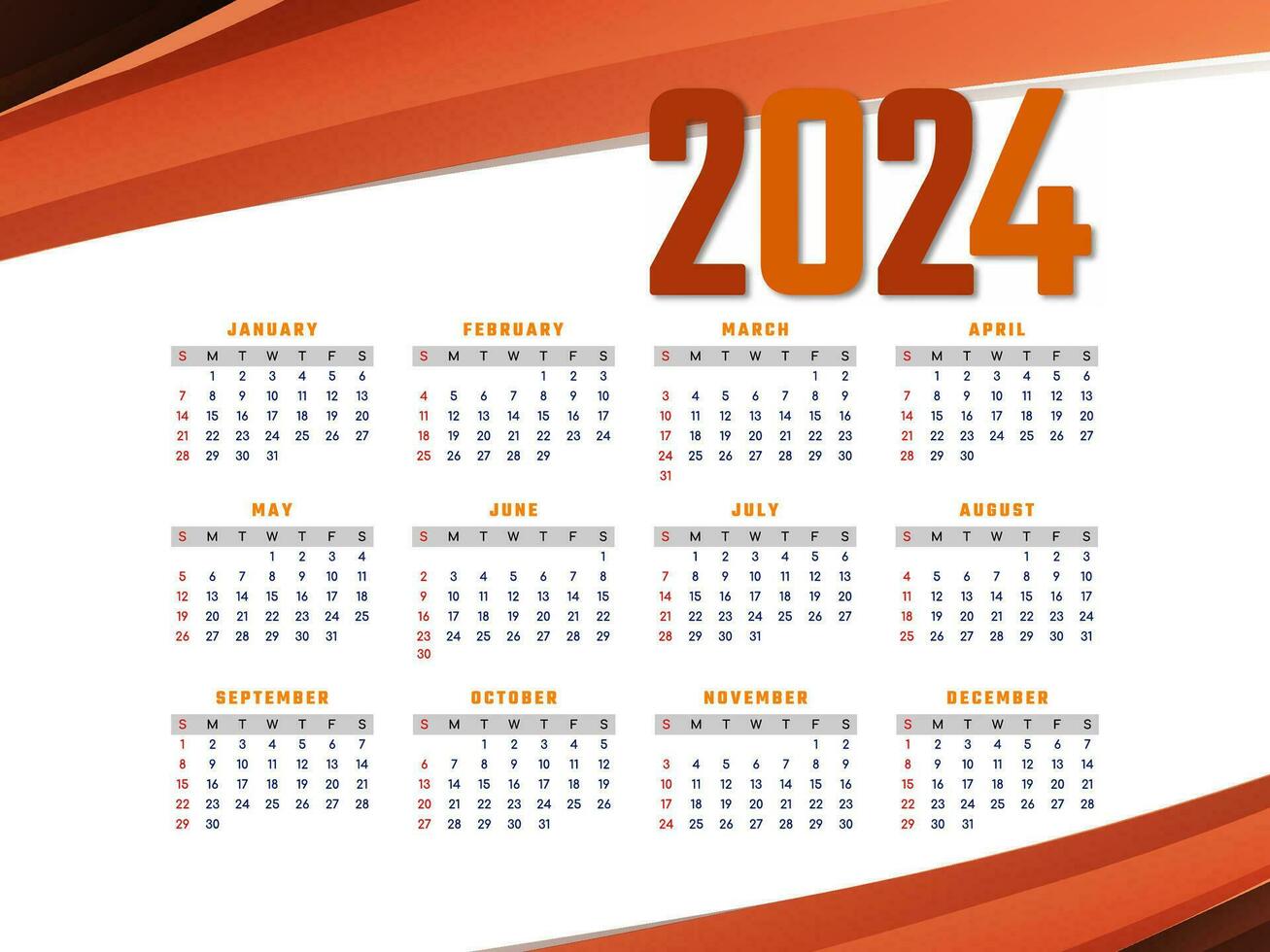 à moda moderno 2024 Novo ano calendário Projeto vetor